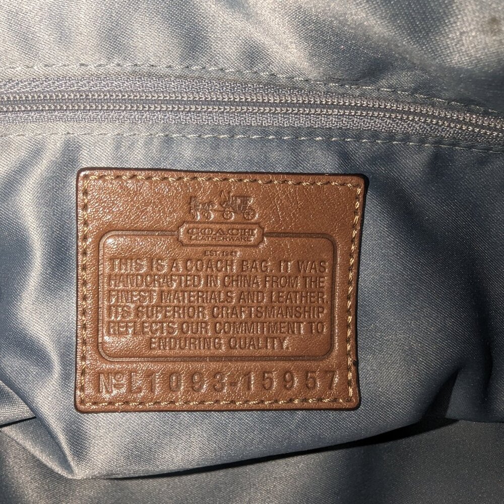 Good Used Condition Coach Khaki Canvas and Leather Satchel Bag. - Picture 4 of 10